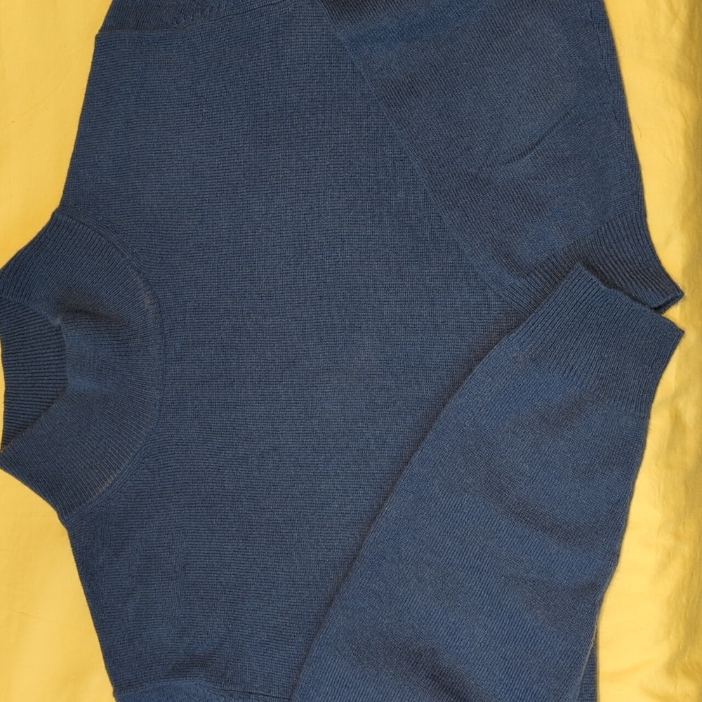 Odeon Belford 100% cashmere blue turtleneck sweater. Made in Hong Kong